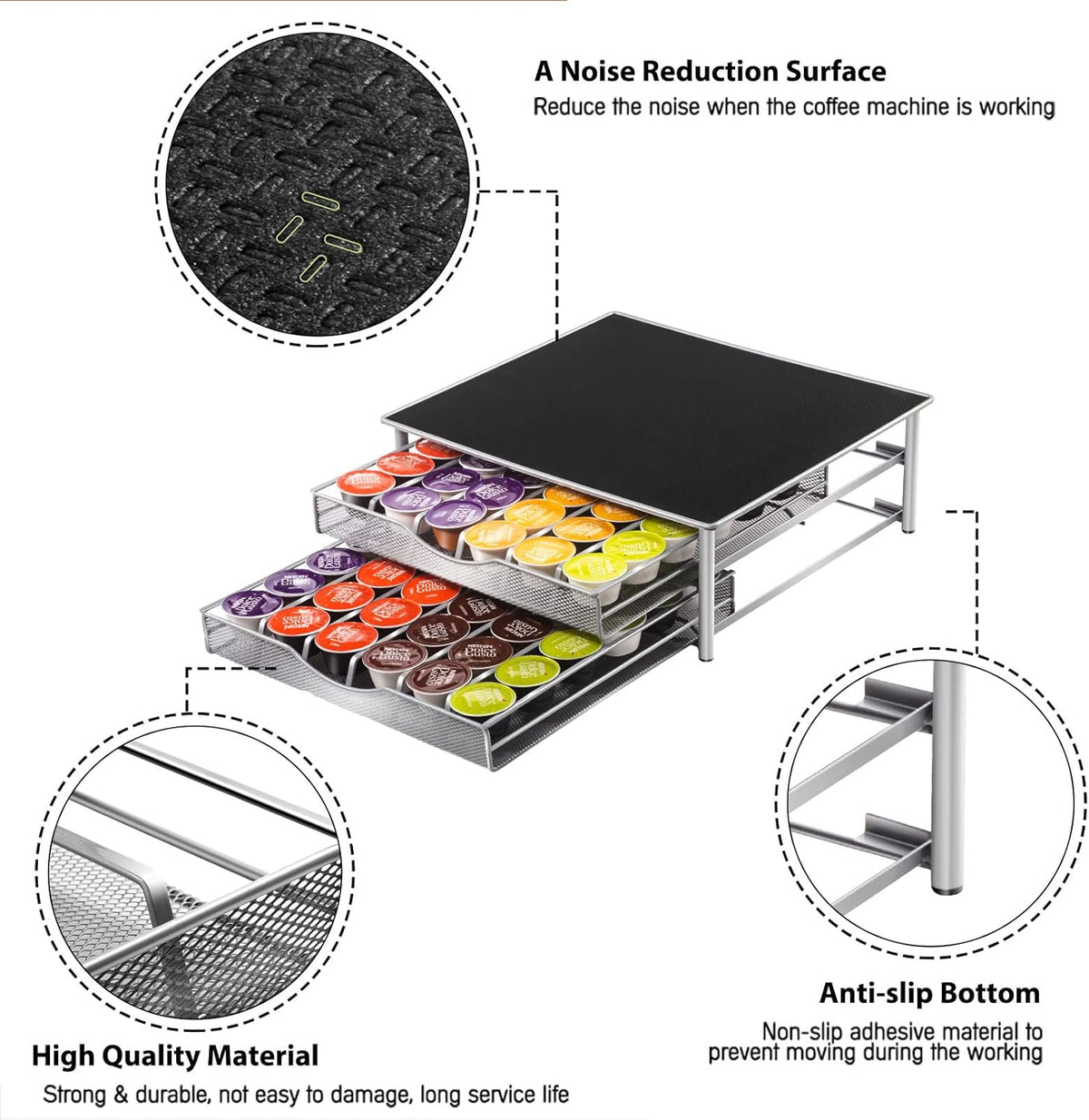 CARLA HOME 2 Tier Coffee Pod Drawer, Holds 72 Pods