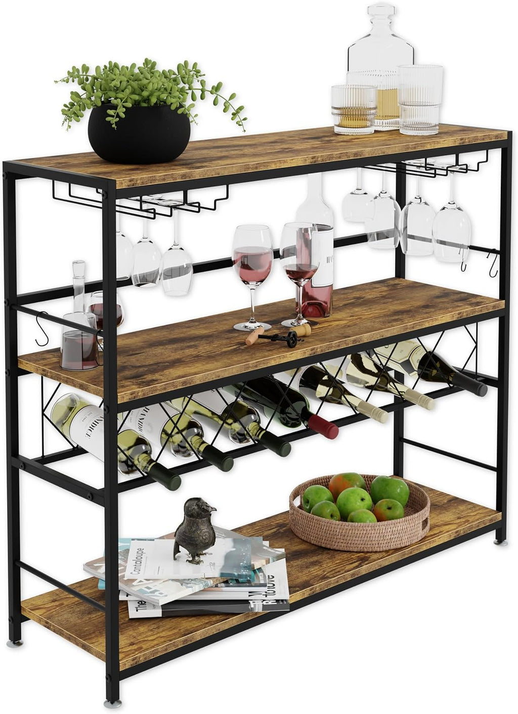CARLA HOME Large Wine Rack with Glass Holder