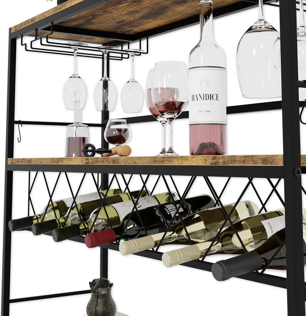 CARLA HOME Large Wine Rack with Glass Holder