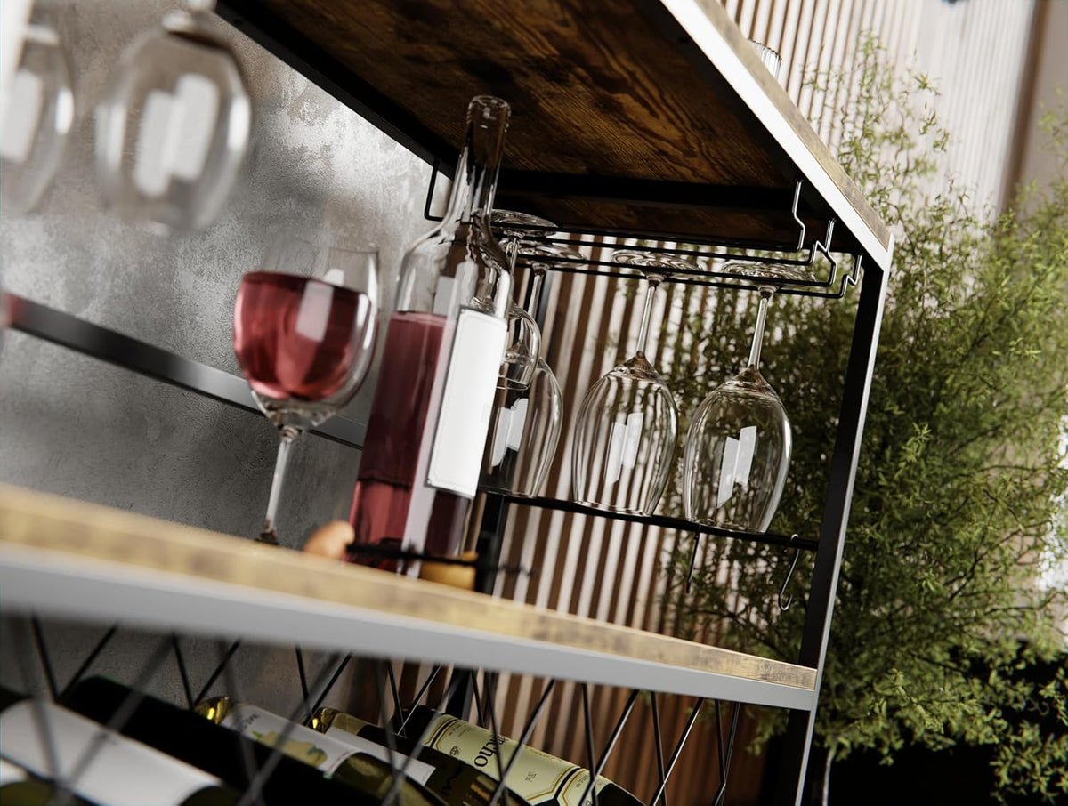 CARLA HOME Large Wine Rack with Glass Holder