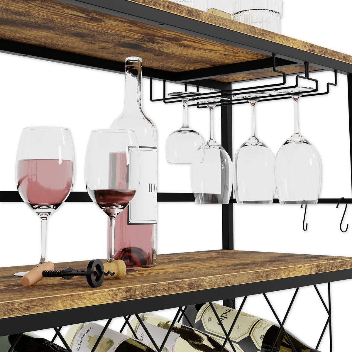 CARLA HOME Large Wine Rack with Glass Holder