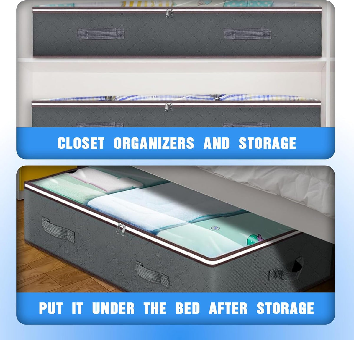 CARLA HOME Underbed Storage Bags with Clear Top, 90 L