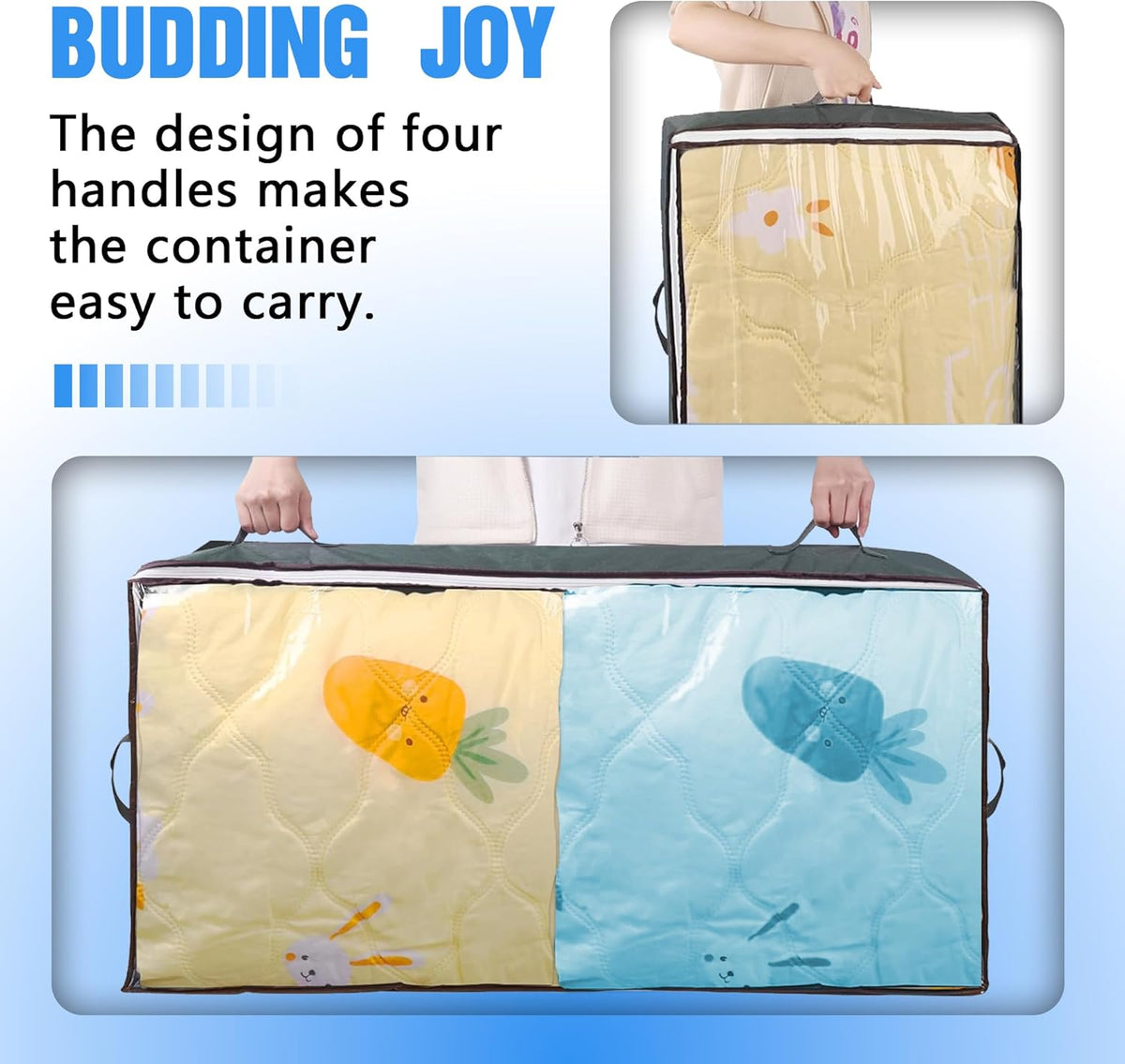 CARLA HOME Underbed Storage Bags with Clear Top, 90 L