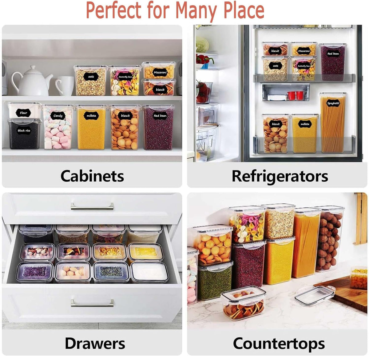 CARLA HOME 8 Piece Airtight Food Storage Containers Set with