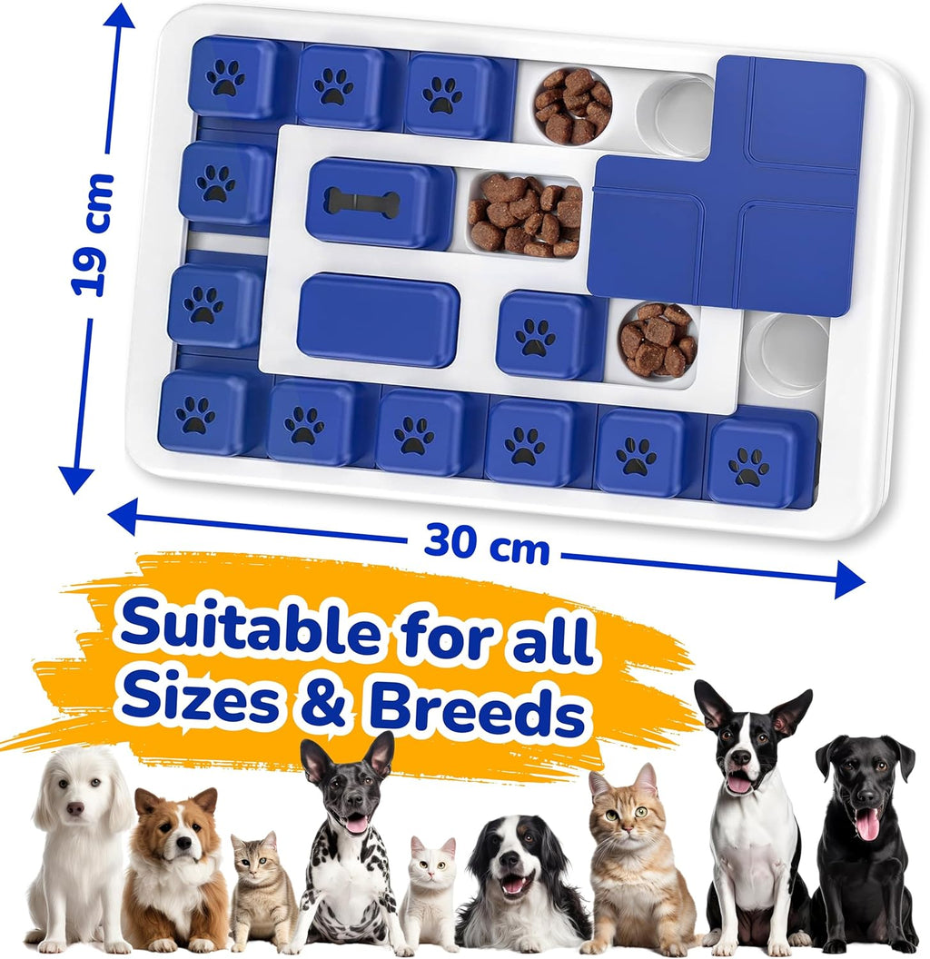 CARLA HOME Interactive Dog Puzzle Slow Feeder, with its measurements marked
