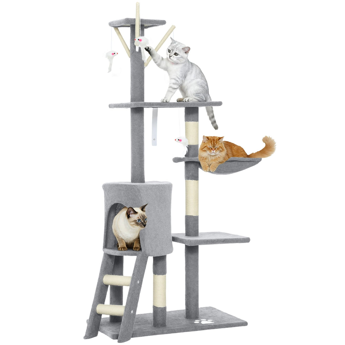 CARLA HOME 134cm Cat Tree for Indoor Cats with Hammock