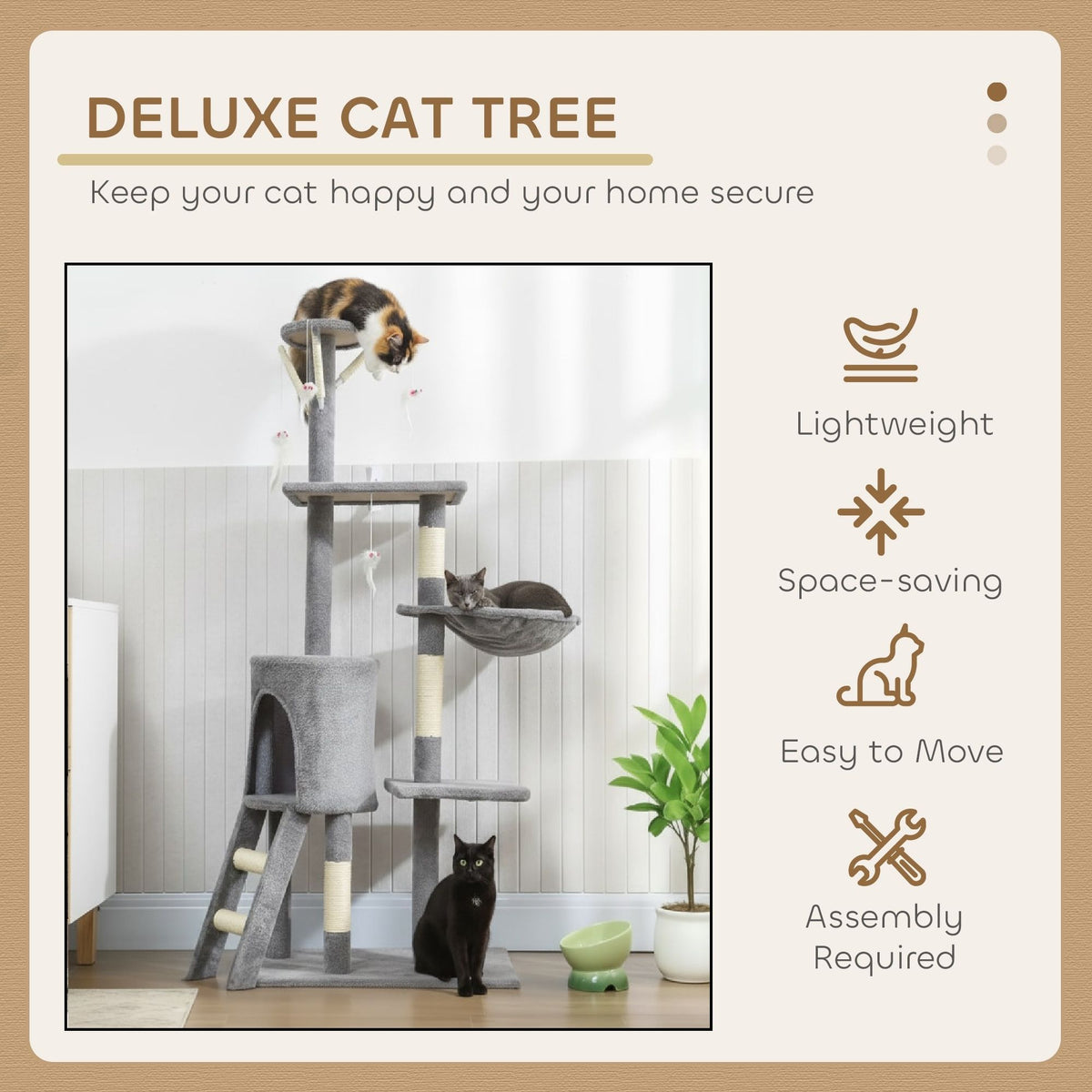 CARLA HOME 134cm Cat Tree for Indoor Cats with Hammock