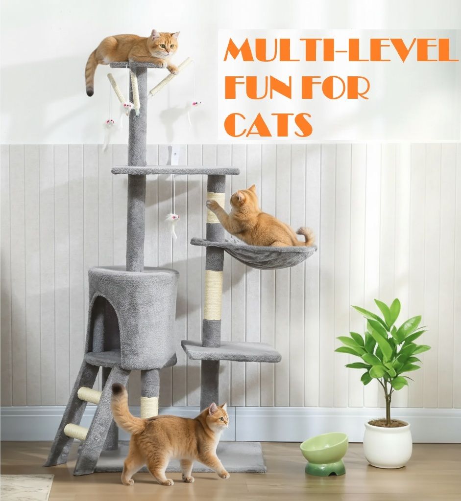 CARLA HOME 134cm Cat Tree for Indoor Cats with Hammock