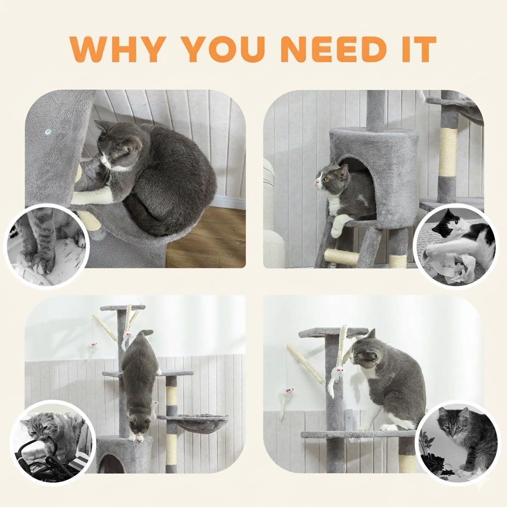 CARLA HOME 134cm Cat Tree for Indoor Cats with Hammock