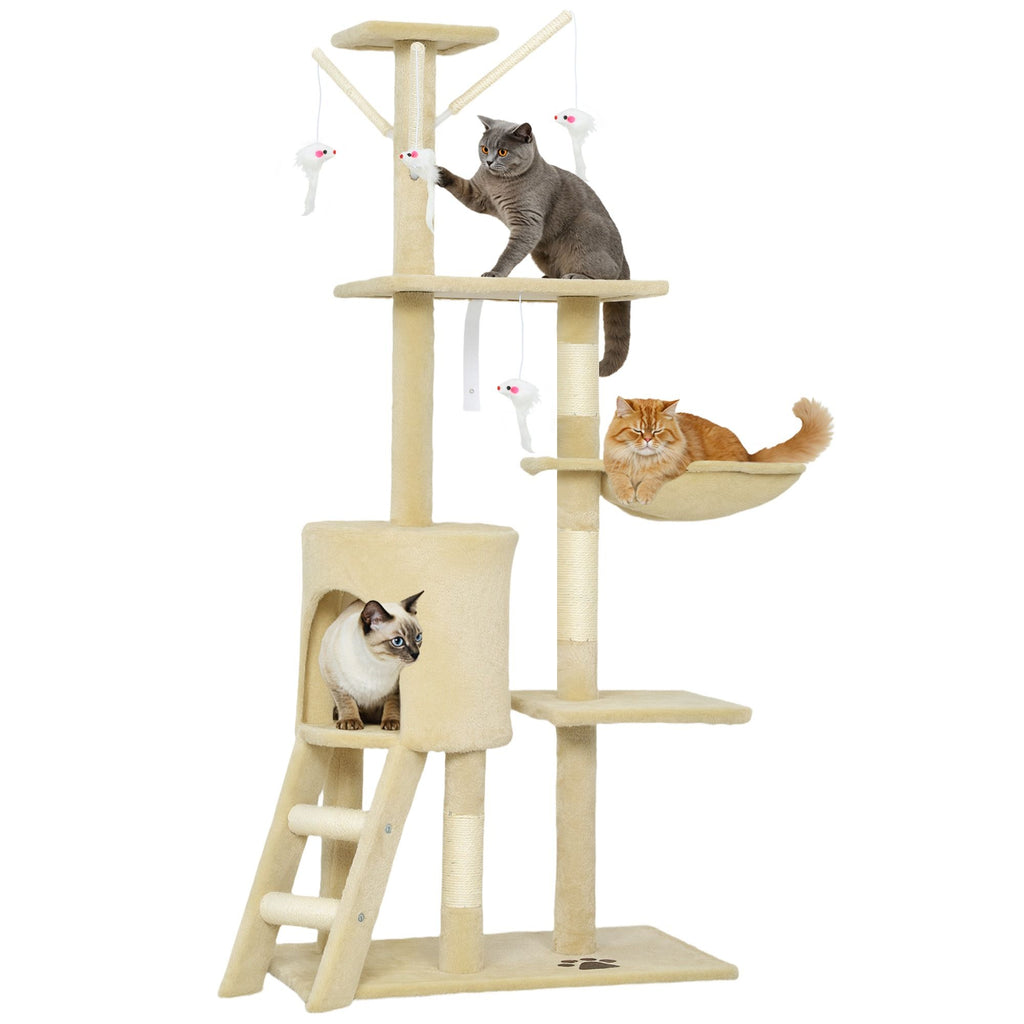 CARLA HOME 134cm Cat Tree for Indoor Cats with Hammock