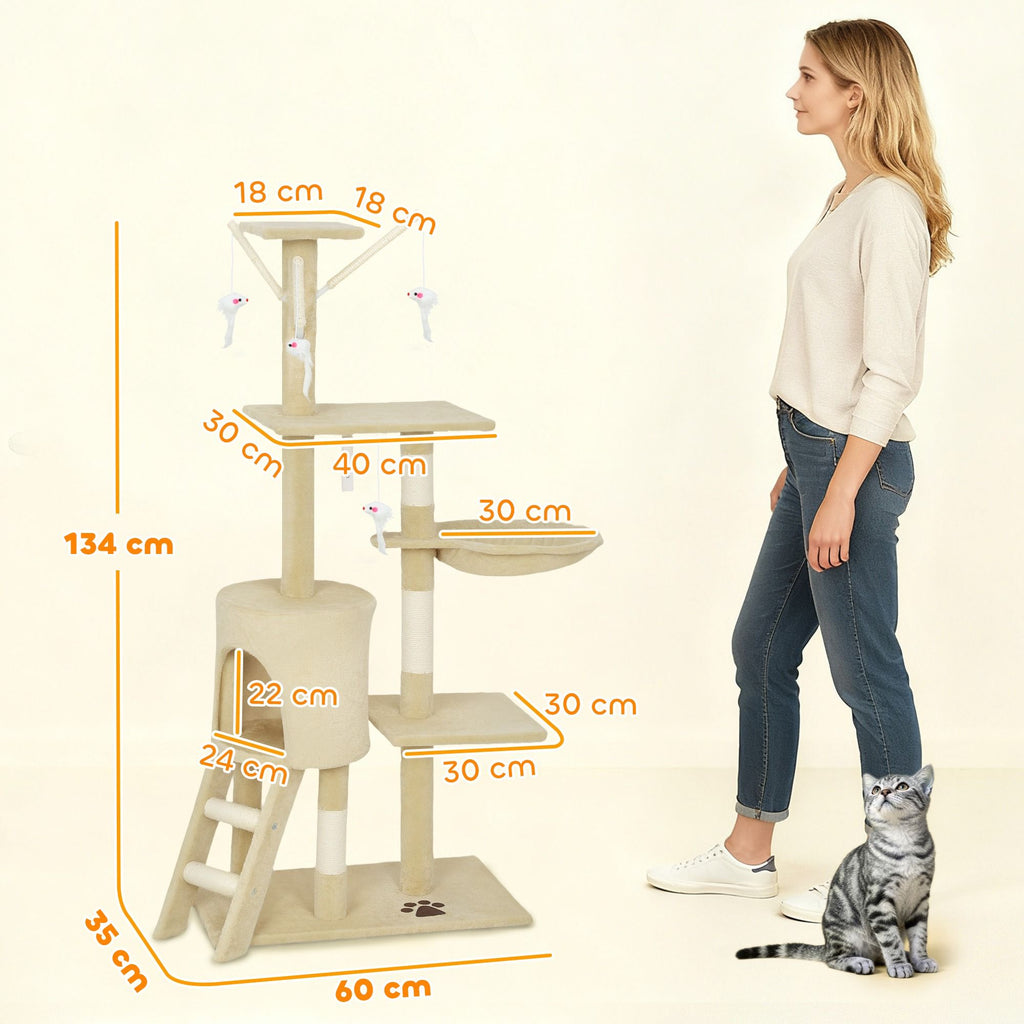 CARLA HOME 134cm Cat Tree for Indoor Cats with Hammock