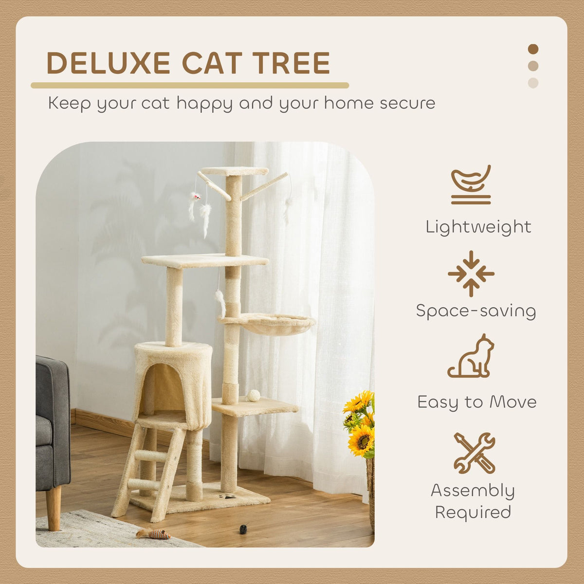 CARLA HOME 134cm Cat Tree for Indoor Cats with Hammock