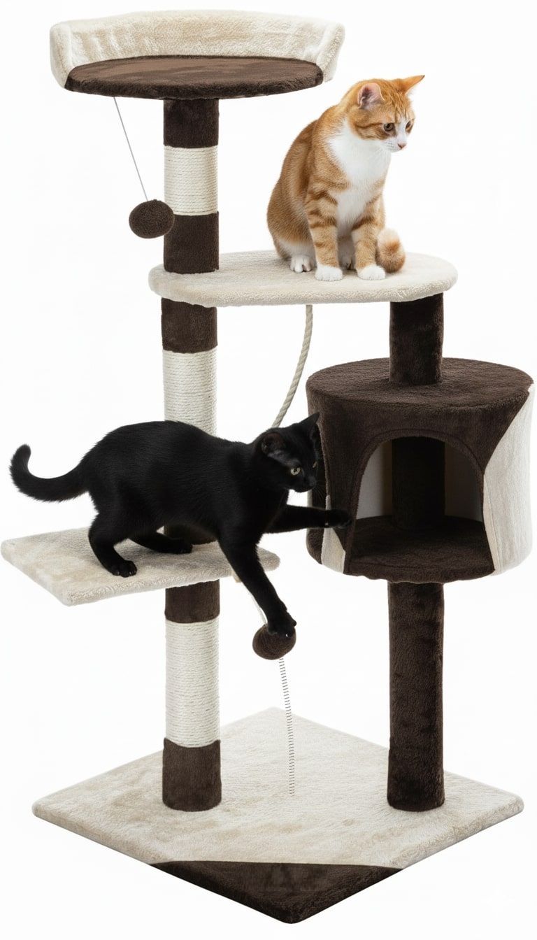 CARLA HOME 140cm Cat Tree for Indoor Cats with Plush Perch