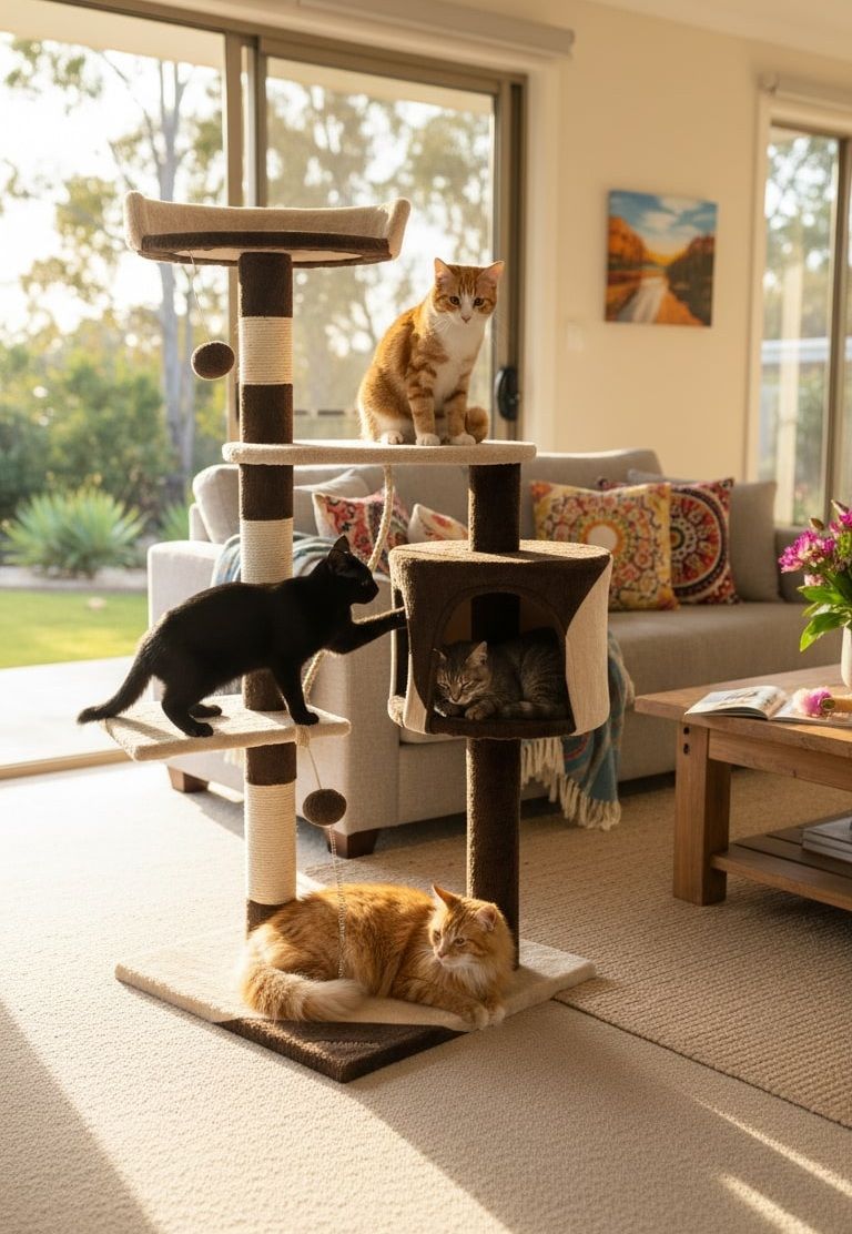 CARLA HOME 140cm Cat Tree for Indoor Cats with Plush Perch