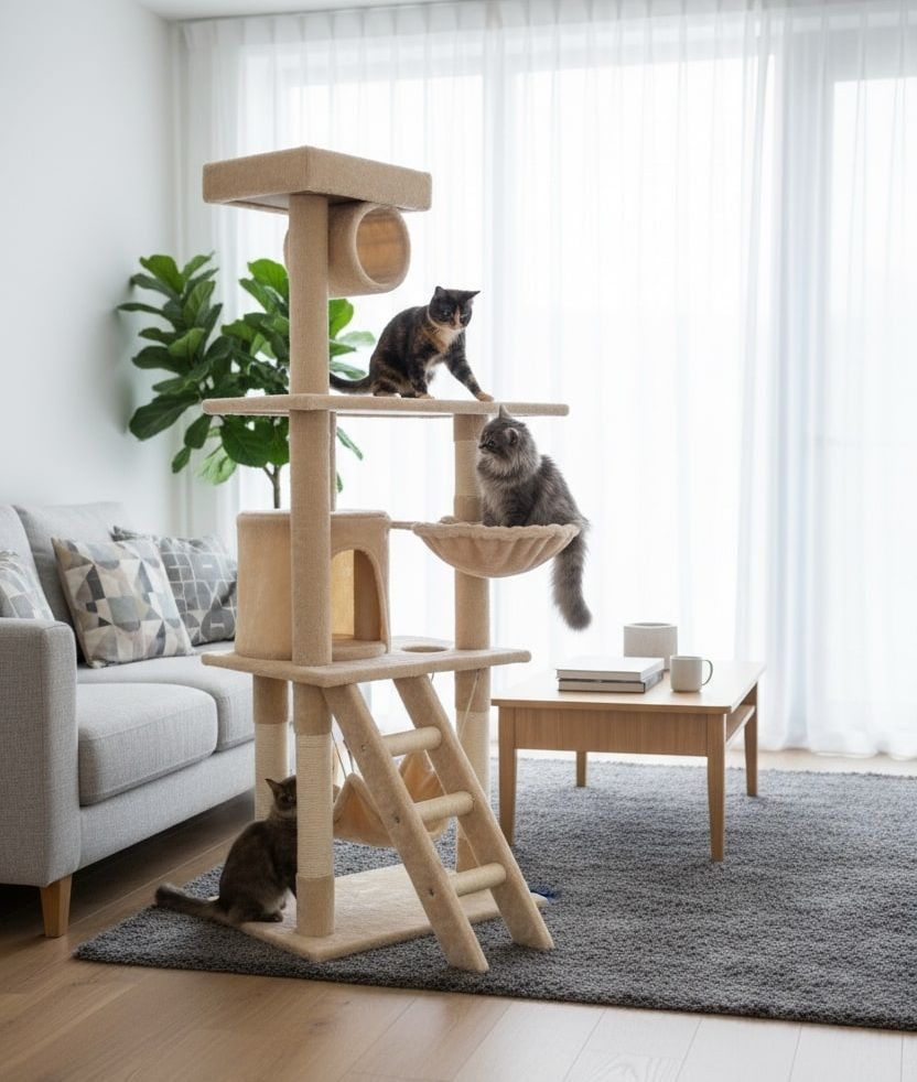 CARLA HOME 141cm Cat Tree Tower for Indoor Cats with Plush Perch