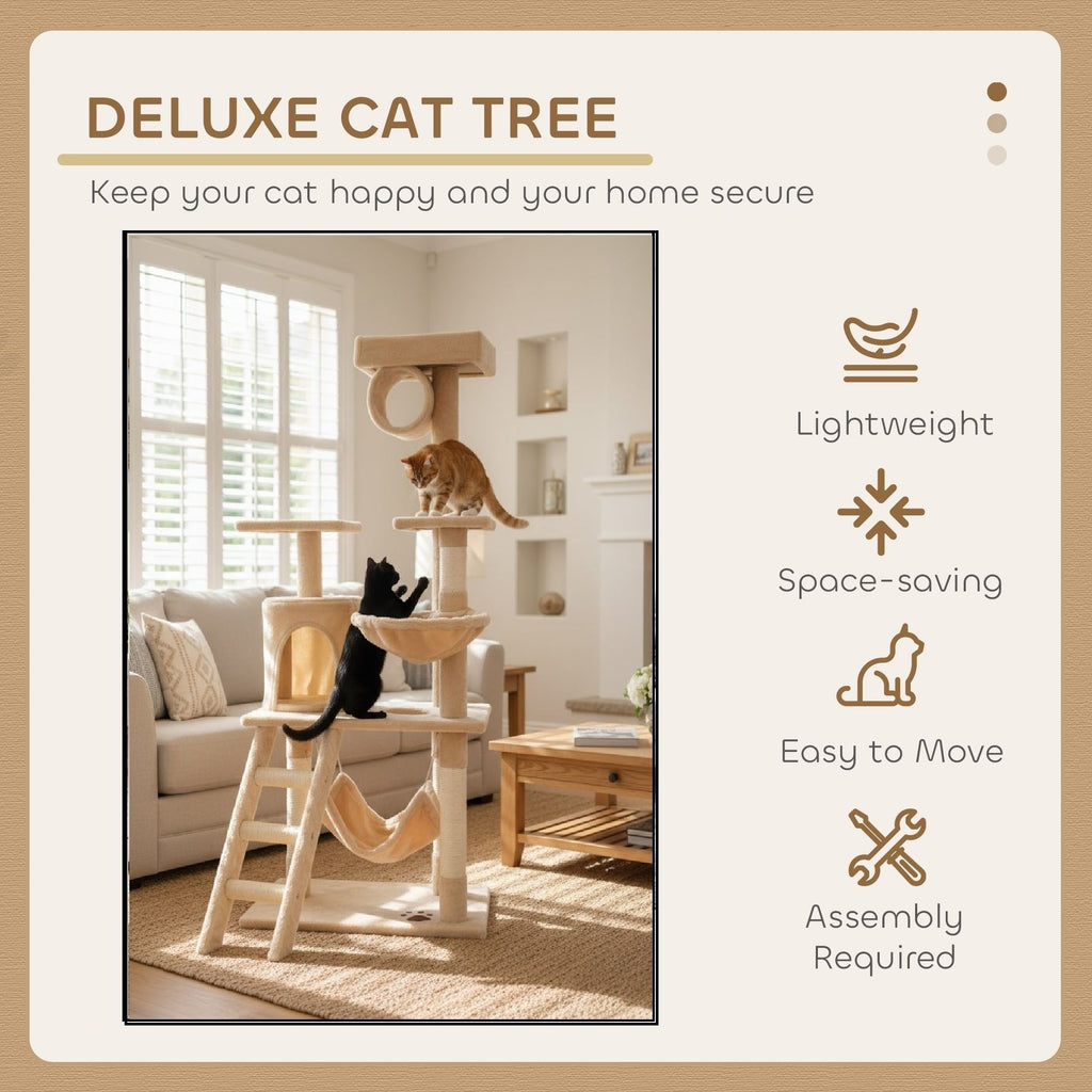 CARLA HOME 141cm Cat Tree Tower for Indoor Cats with Plush Perch