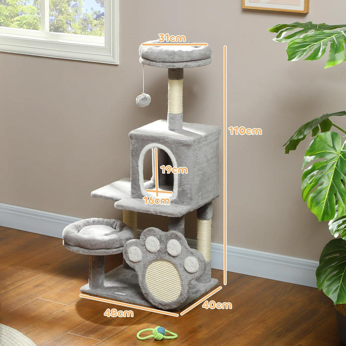 CARLA HOME Large Cat Tree Tower for Indoor Cats with Plush Perch