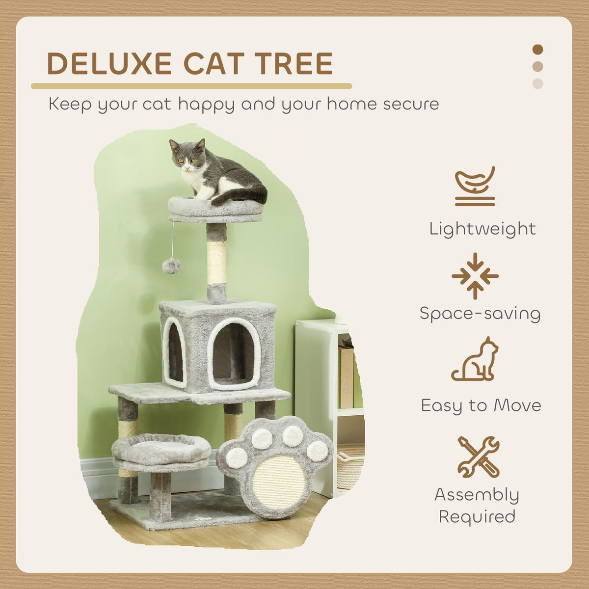 CARLA HOME Large Cat Tree Tower for Indoor Cats with Plush Perch