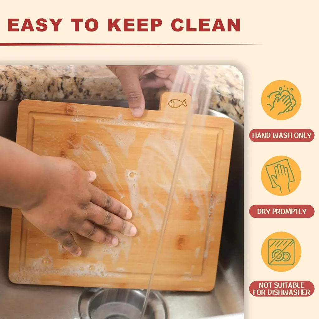 CARLA HOME Bamboo Cutting Board Set with Stand, 4 Pieces