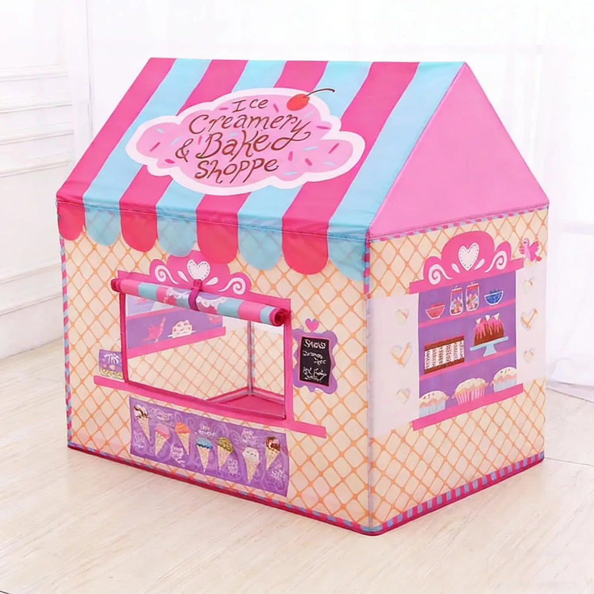 CARLA HOME Kids Ice Cream Bakery Play Tent Pink Pop Up Playhouse