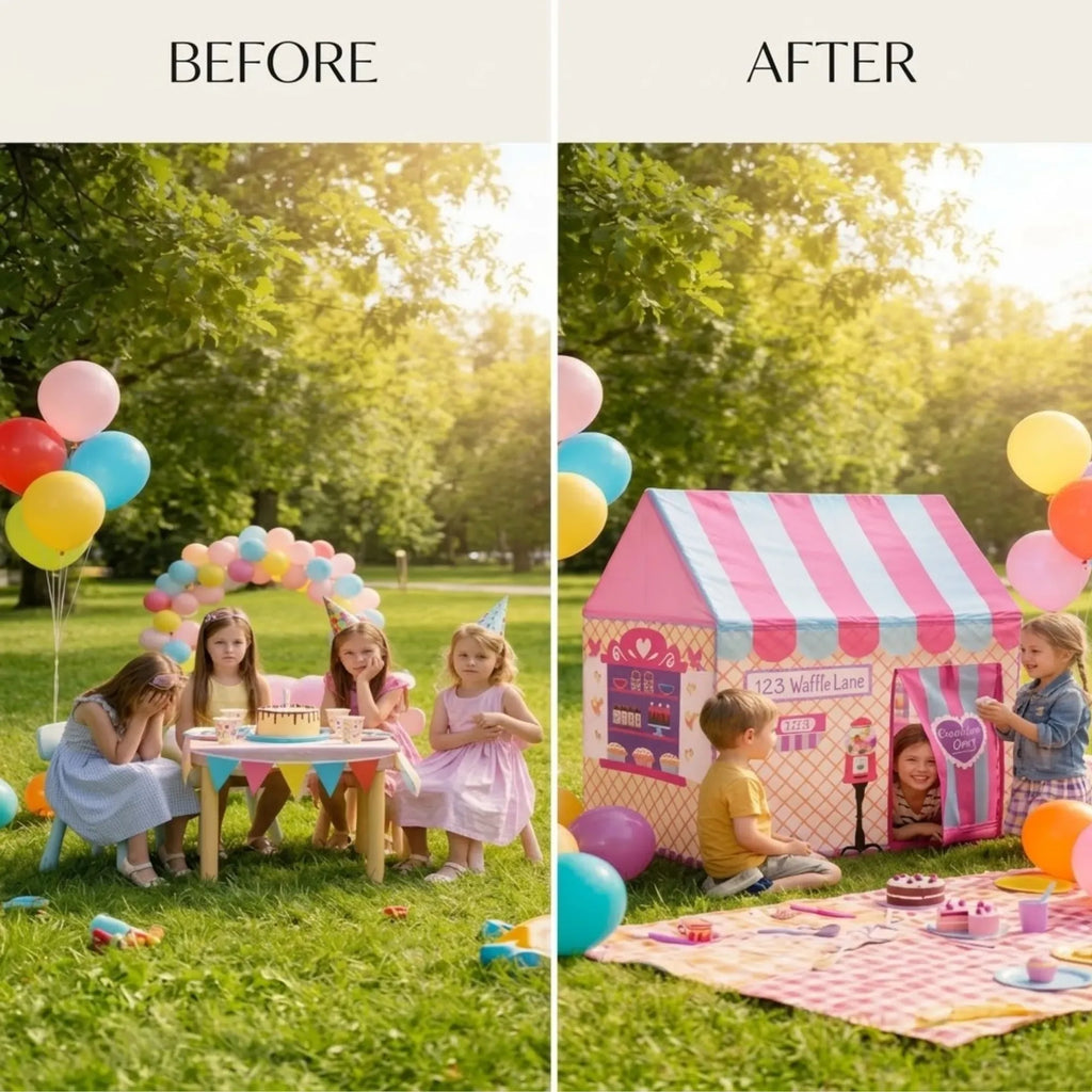CARLA HOME Kids Ice Cream Bakery Play Tent Pink Pop Up Playhouse