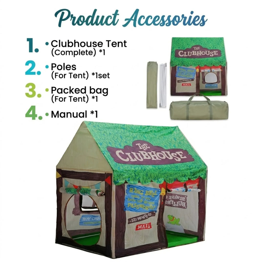CARLA HOME Kids Clubhouse Play Tent, Green, showing what is included