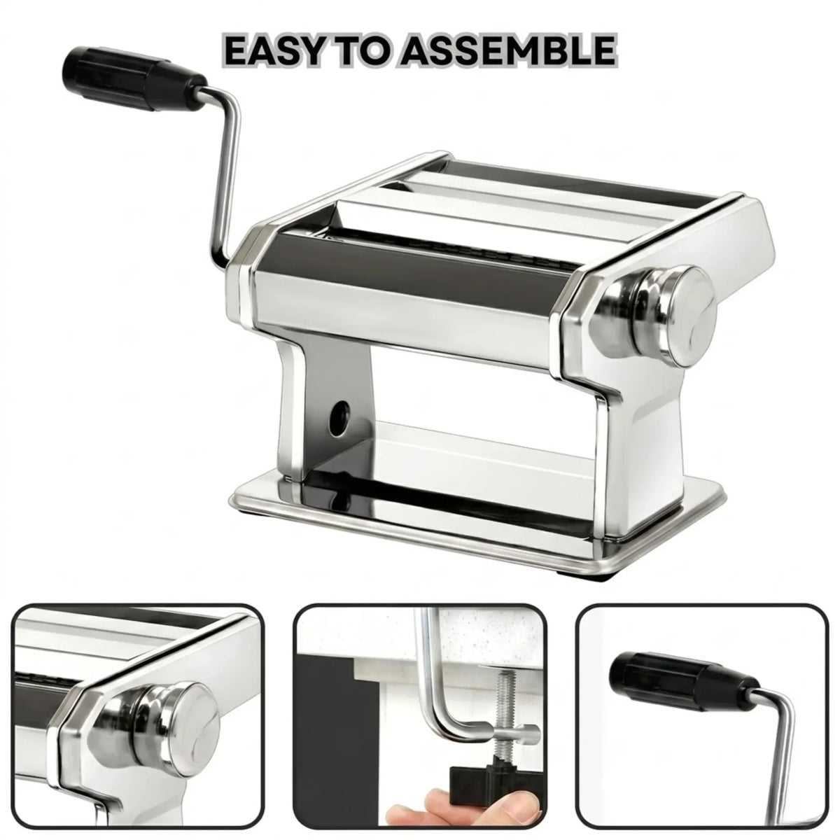 CARLA HOME Hand-Crank Pasta Maker, Grey