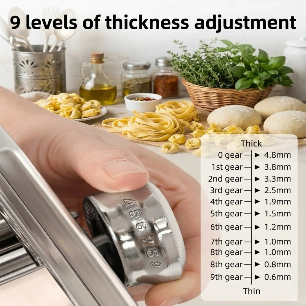 CARLA HOME Hand-Crank Pasta Maker, Grey