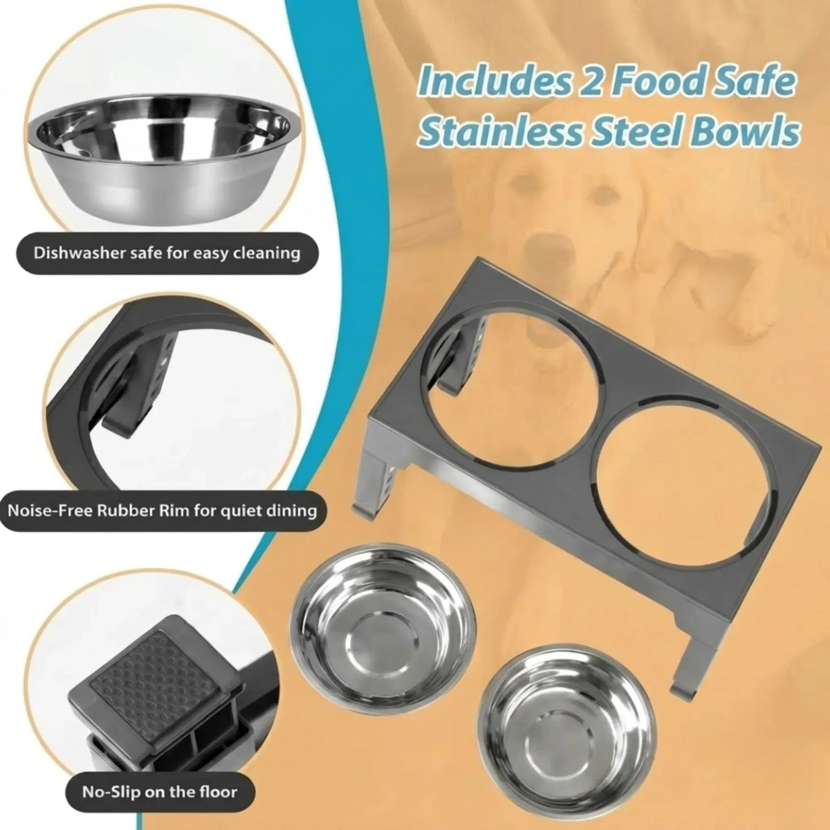 CARLA HOME Raised Dog Bowl Stand