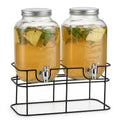 CARLA HOME 2 Pack Glass Drink Dispensers with Juice Pot Stand