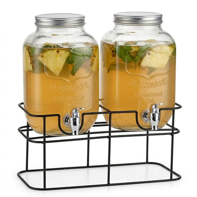 CARLA HOME Glass Drink Dispenser Set, 2 Pack, 4L