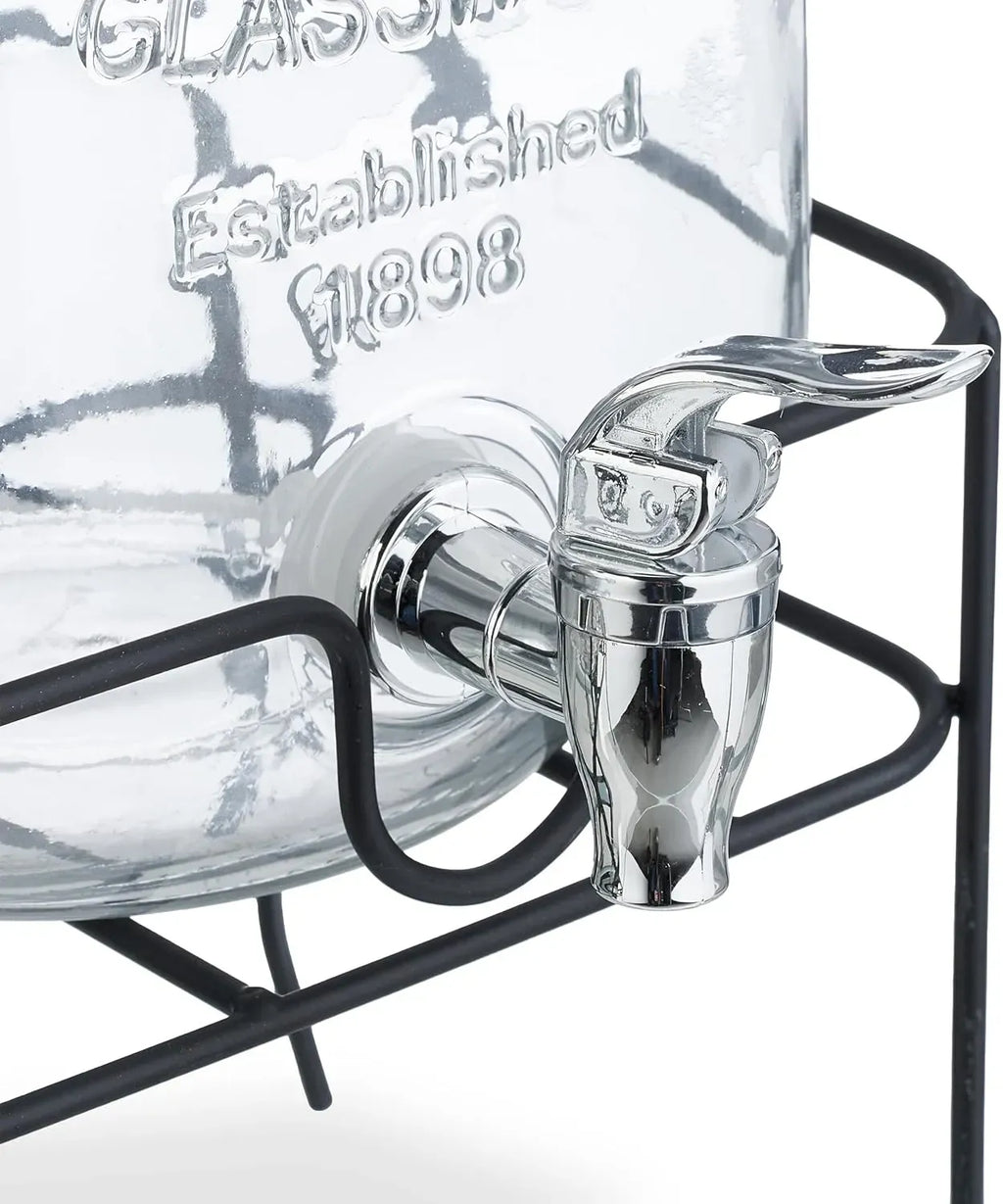 CARLA HOME 2 Pack Glass Drink Dispensers with Juice Pot Stand