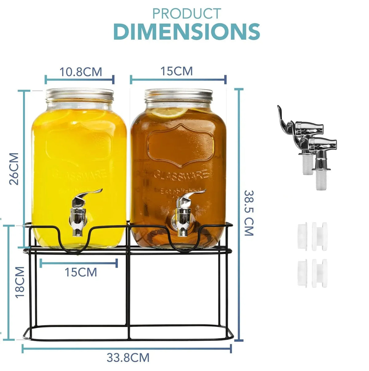 CARLA HOME 2 Pack Glass Drink Dispensers with Juice Pot Stand