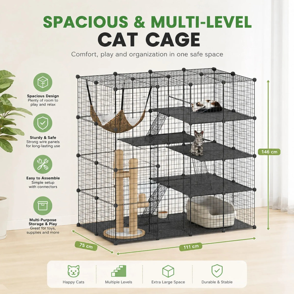 CARLA HOME Large Cat Cage Diy Enclosure