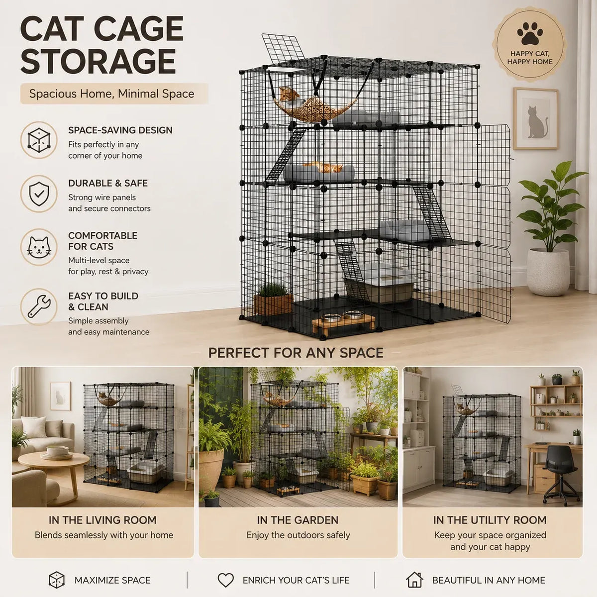 CARLA HOME Large Cat Cage Diy Enclosure