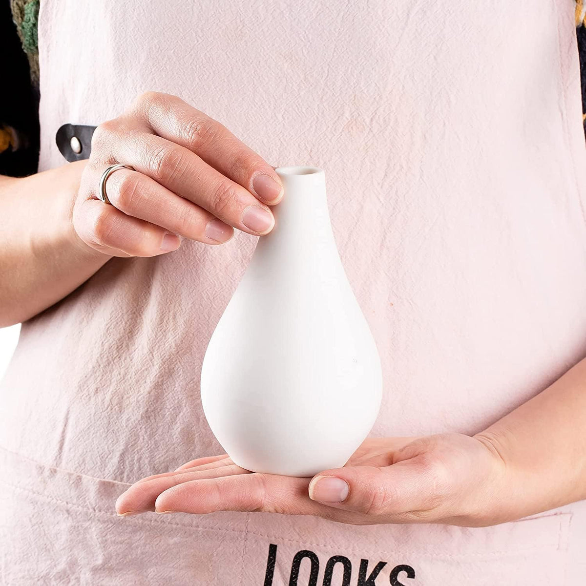 VIKUS Small White Ceramic Vases, Set of 5