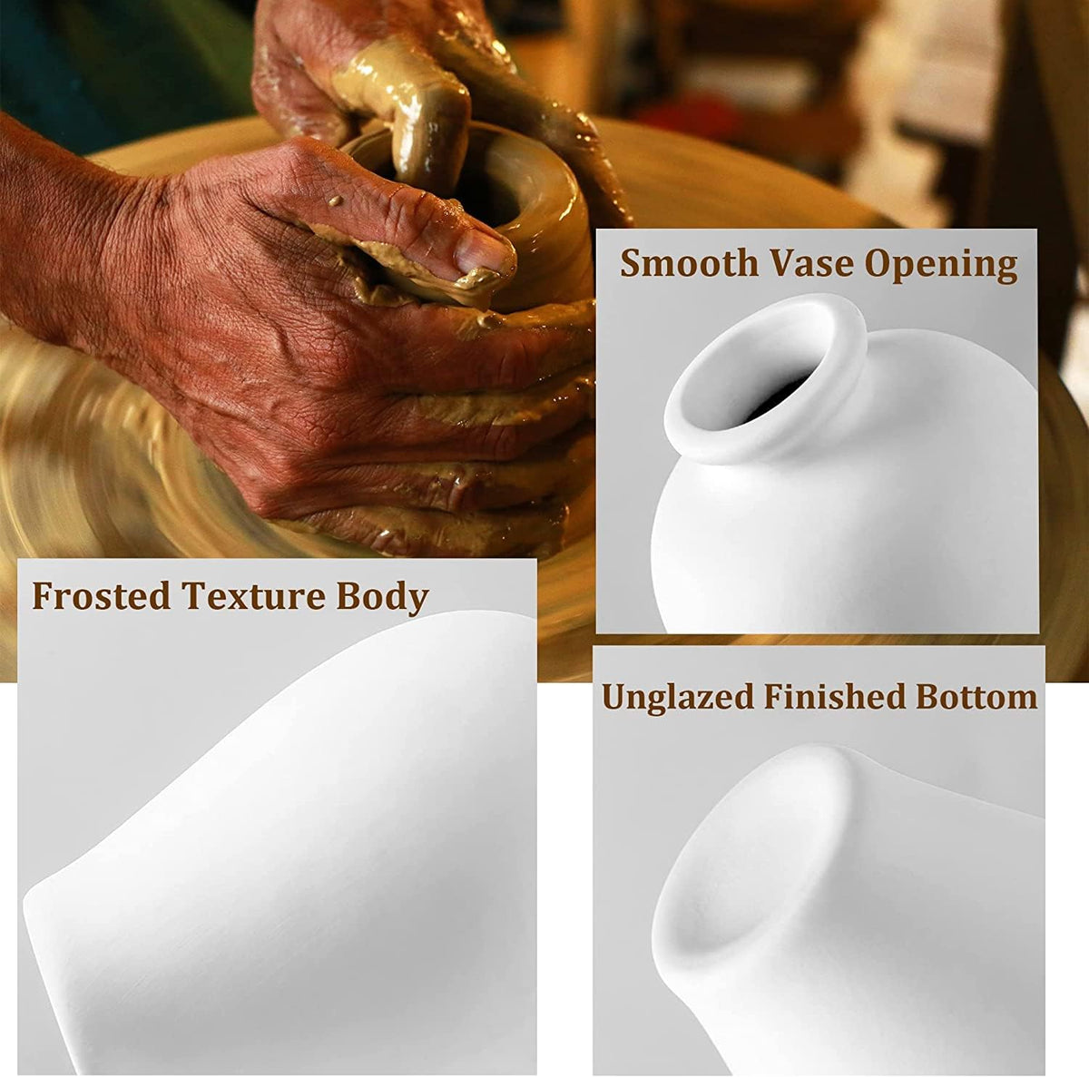 VIKUS Small White Ceramic Vases, Set of 5