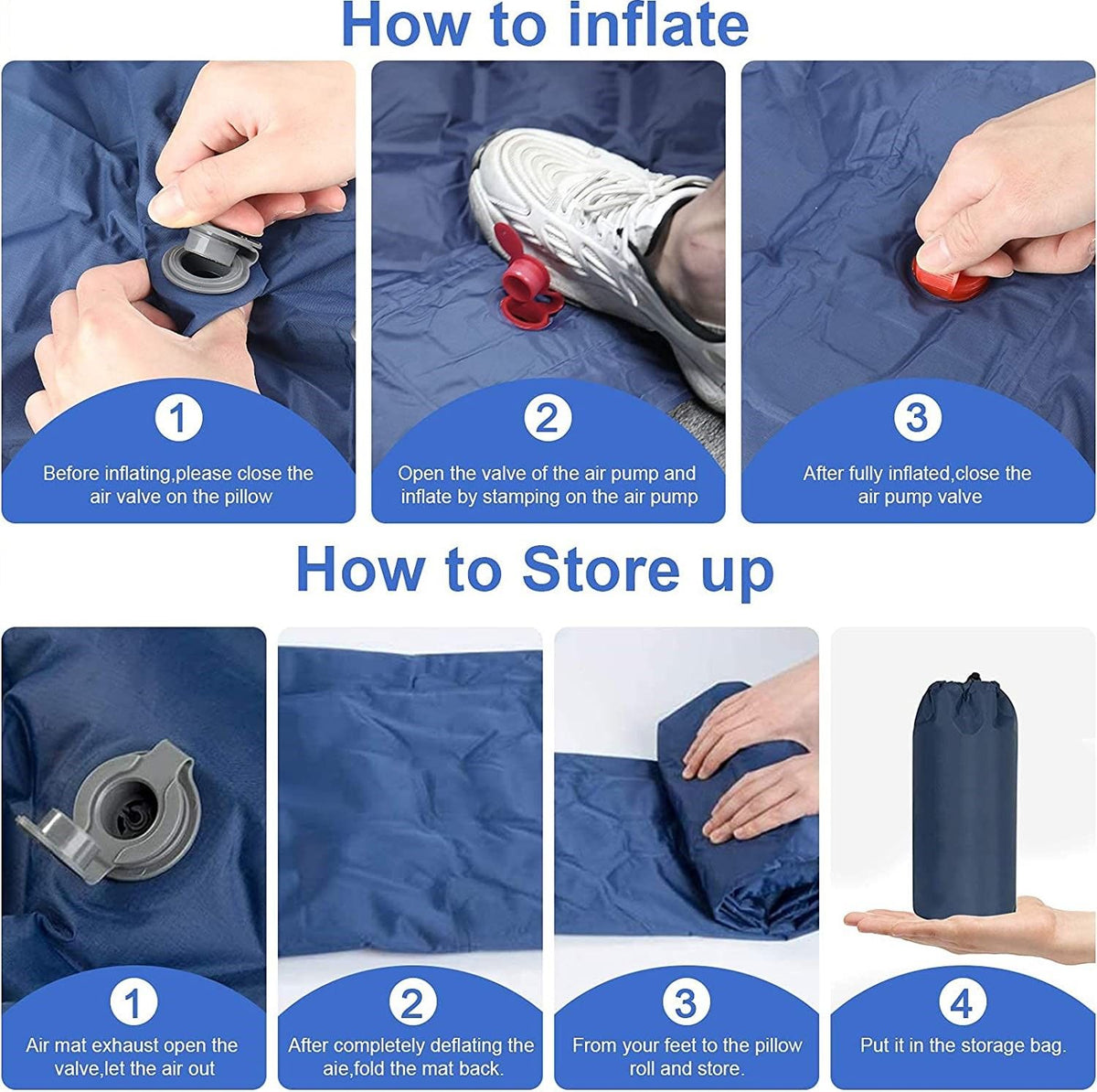 Ultralight Inflatable Camping Sleeping Pad with Pillow for