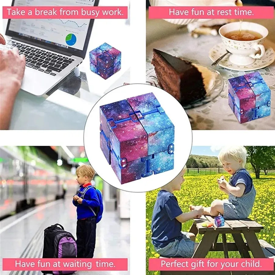 Infinity Cube Fidget Toy in Purple Starry Sky