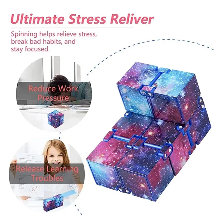 Infinity Cube Fidget Toy in Purple Starry Sky
