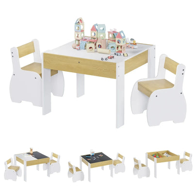 GENUX 3-Piece Kids Table and Chairs Set with Storage