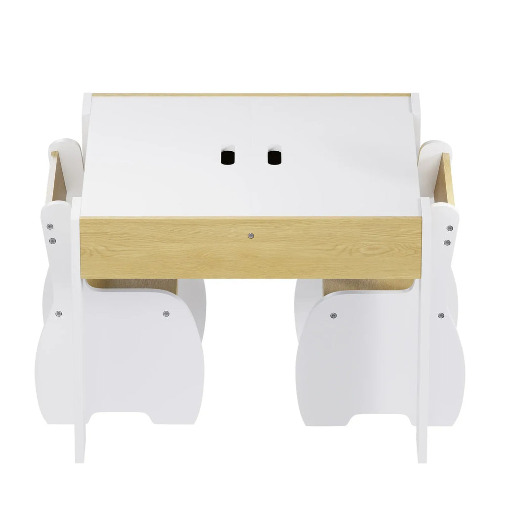 GENUX 3-Piece Kids Table and Chairs Set with Storage