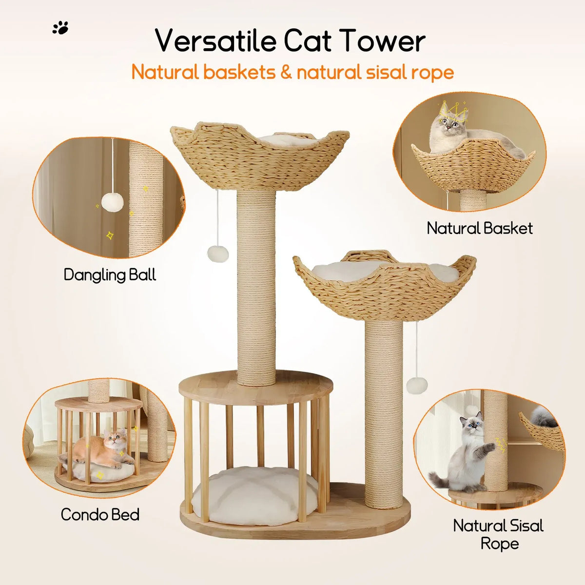 Large Cat Scratching Post Tree Tower