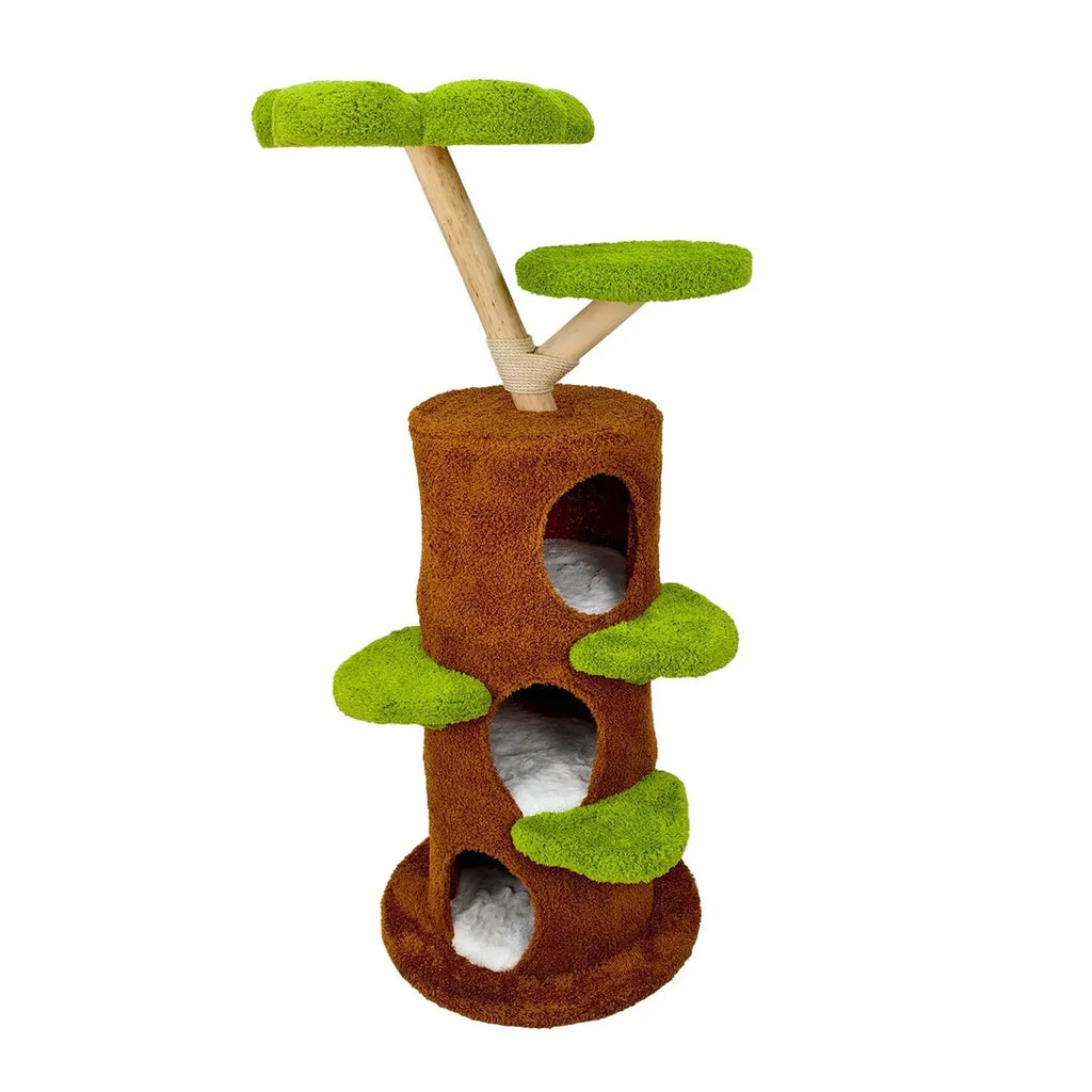 Large Multi-Level Cat Tree Tower in Green & Brown