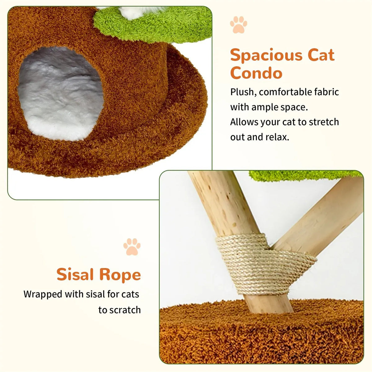 Large Multi-Level Cat Tree Tower in Green & Brown