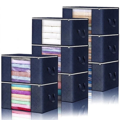 GENUX Navy Blue Quilt Storage Bags, 2 Pack, 60 x 40 x 35 cm