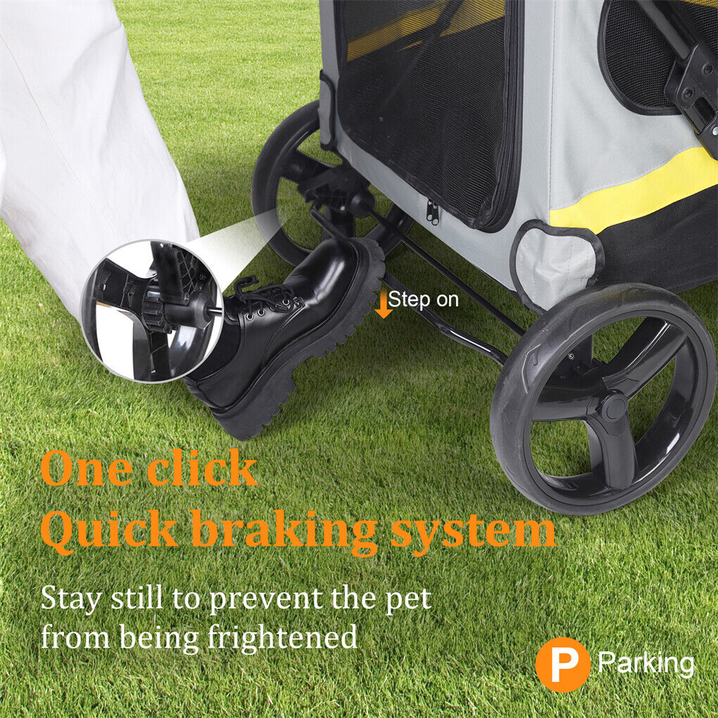 GENUX Dog Stroller with Rain Cover, shown in a real setting, photo 6 of 6