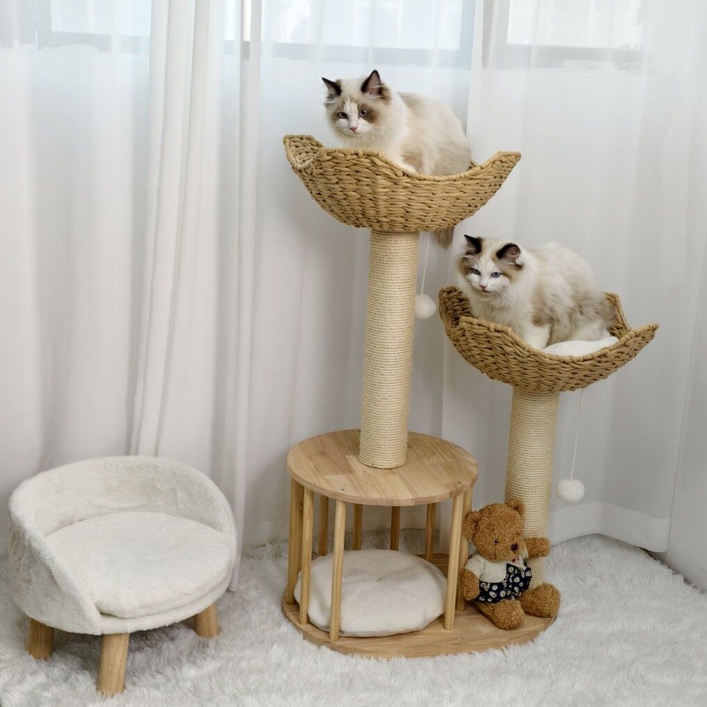 GENUX Large Cat Tree Tower with Cushioned Baskets, photo 2 of 6
