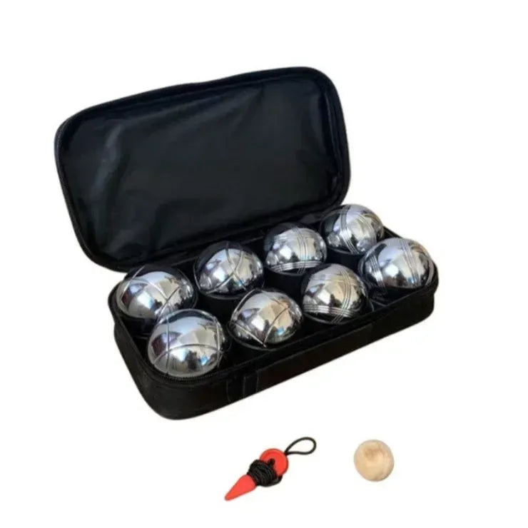 Silver Bocce Pétanque Set with 8 Metal Balls