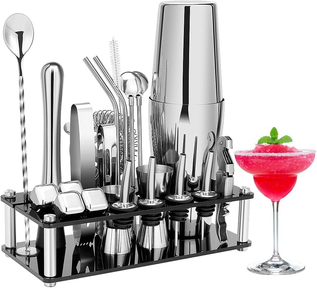 Cocktail Shaker Set Boston 23-Piece Stainless Steel and Professional Bar Tools